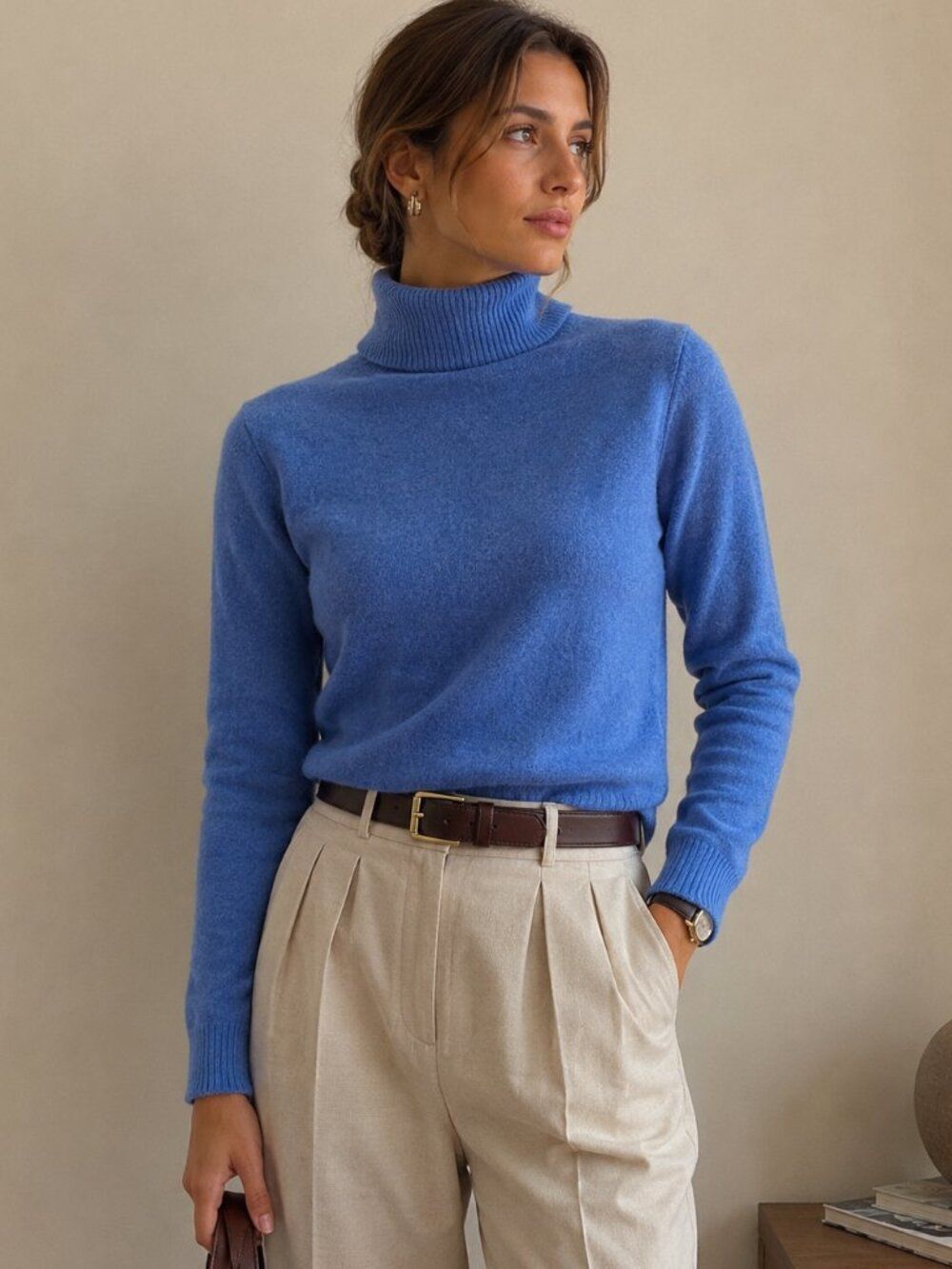 Morgan Taylor 100% Cashmere Blue Turtleneck Sweater Women’s Small Soft Luxury